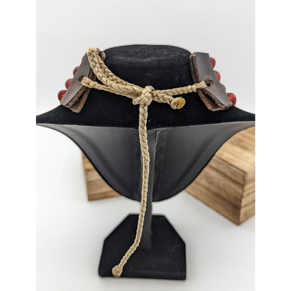 Vintage Native American Old Choker Turkey Bone/Leather horse Hair Traditional - Picture 10 of 12